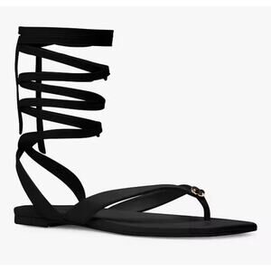 Kate Spade Flower Studded Gladiator Flat Sandals Size 5.5 Leather Classic